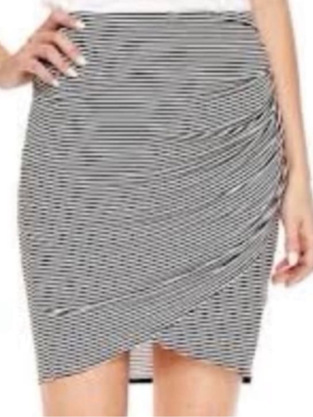a.n.a Striped Ruched Pencil Skirt